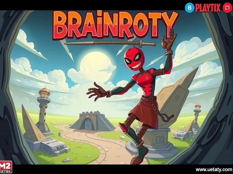 A person holding a smartphone displaying the Brain Out game interface, with puzzle elements visible