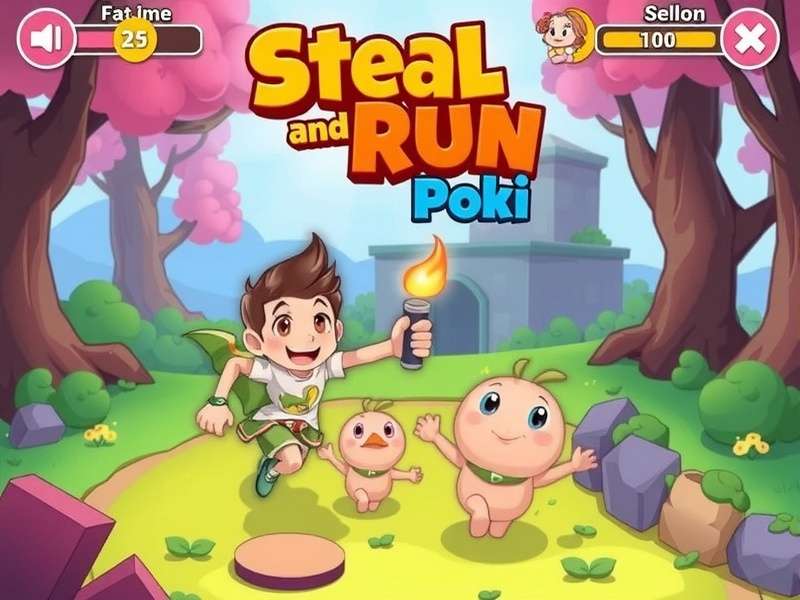 Brain Out Steal And Run Poki level gameplay screenshot showing strategic moves