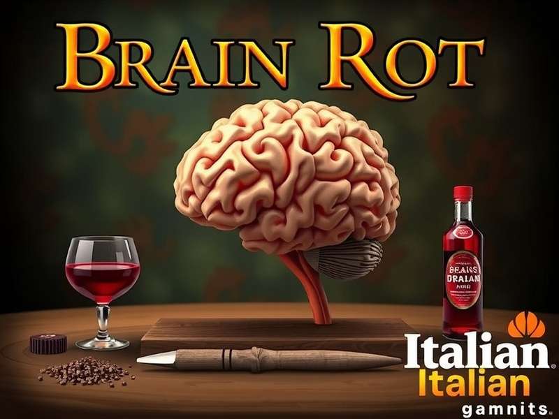 Concept art depicting the surreal, puzzle-filled world of the Brain Rot Italian level in Brain Out