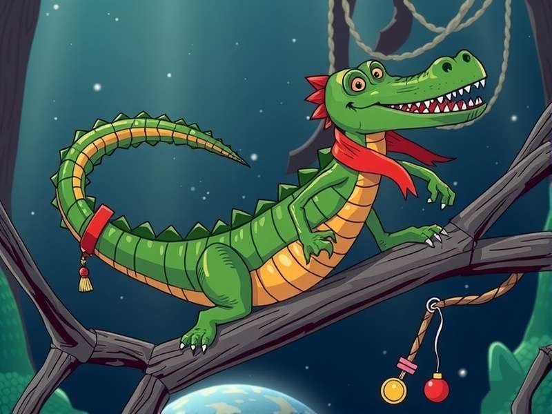 Crocodildo Penisini Brain Out puzzle gameplay screenshot showing the crocodile character with interactive elements