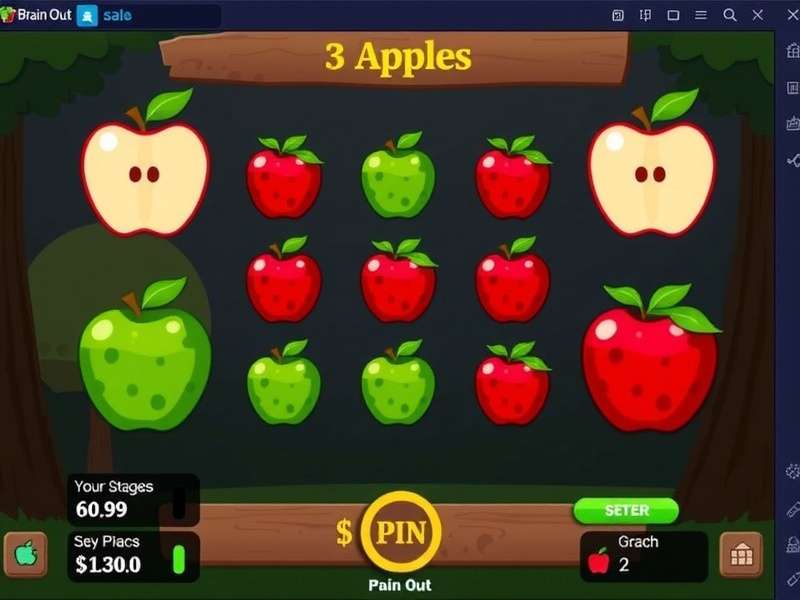 Brain Out Level 210 puzzle showing 3 apples to distribute among 4 people