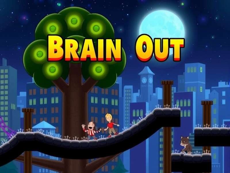 Brain Out game running on a Windows 7 PC with colorful puzzle interface