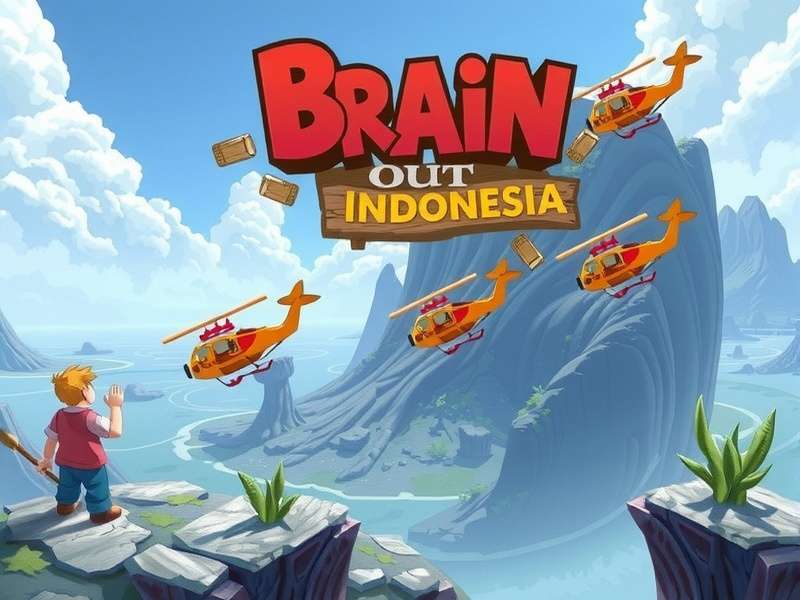 Brain Out Indonesia game play scene with colorful puzzles and Indonesian cultural elements